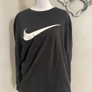 Nike Black Long Sleeve Tee with White Logo Print
